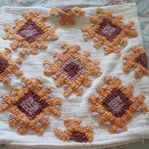 Handcrafted Orange and Purple Accent Pillow